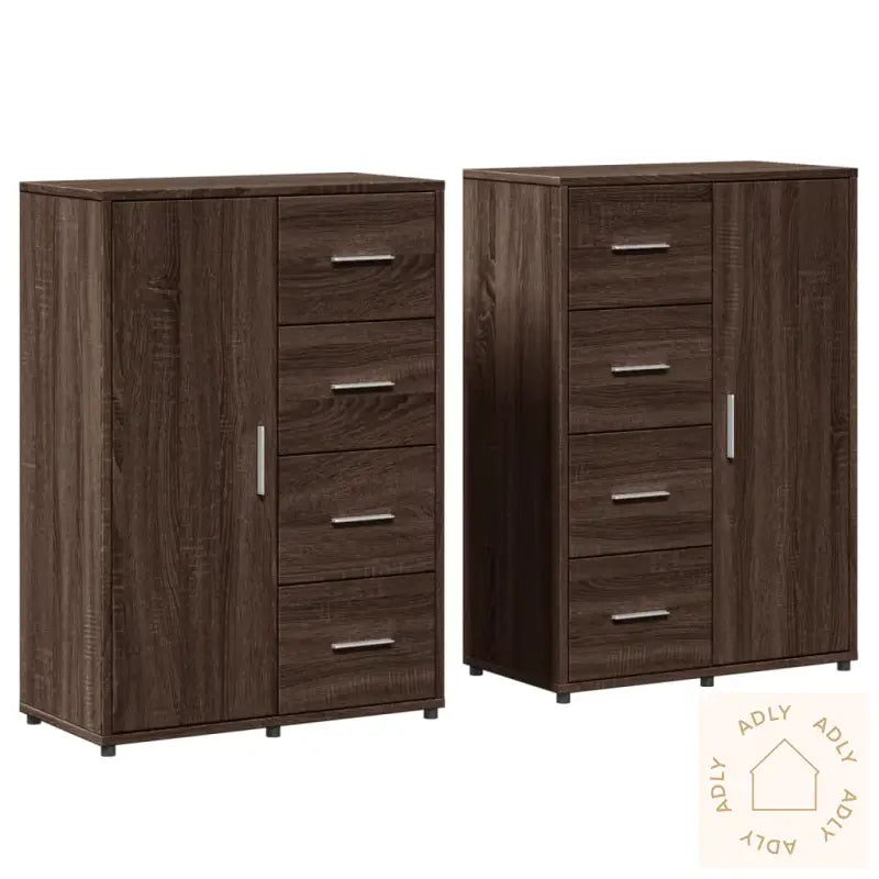 Skjenker 2 Stk Brun Eik 60X31X84 Cm Konstruert Tre