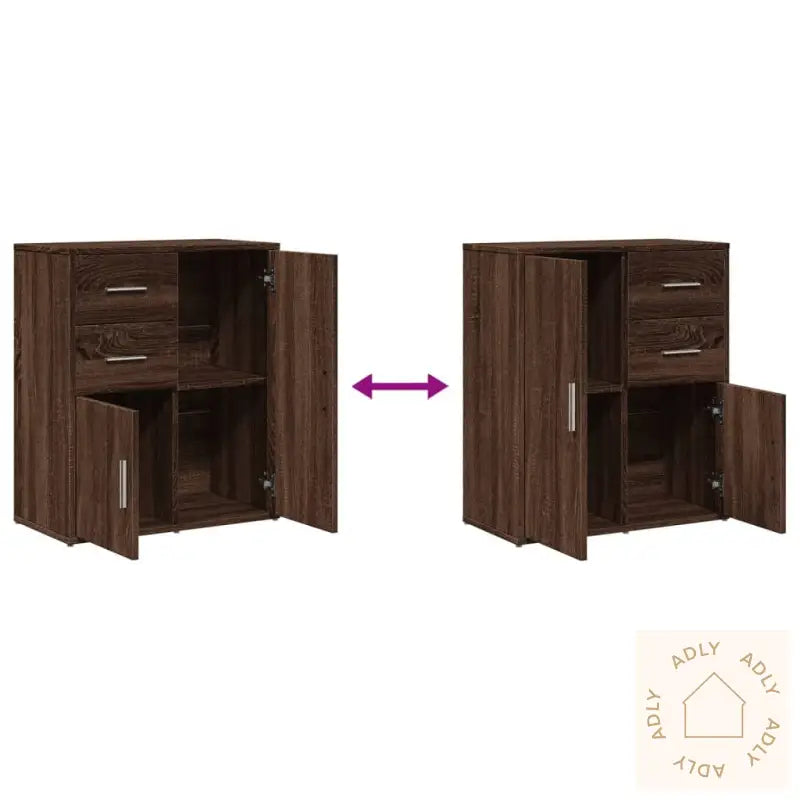 Skjenker 2 Brun Eik 60X31X70 Cm Konstruert Tre