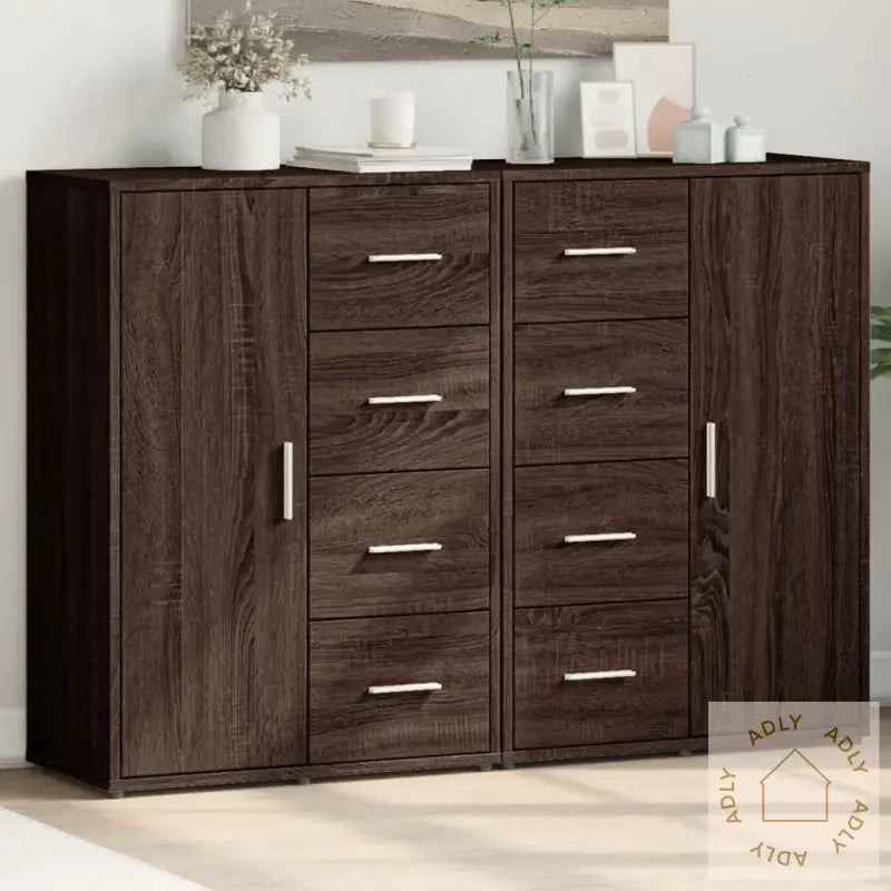 Skjenker 2 Stk Brun Eik 60X31X84 Cm Konstruert Tre