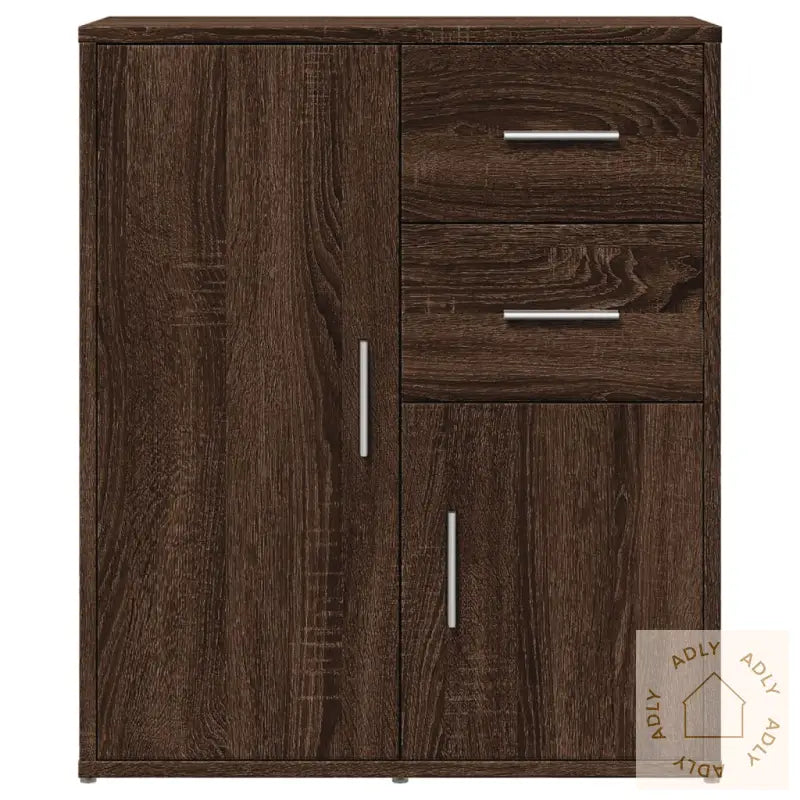 Skjenker 2 Brun Eik 60X31X70 Cm Konstruert Tre