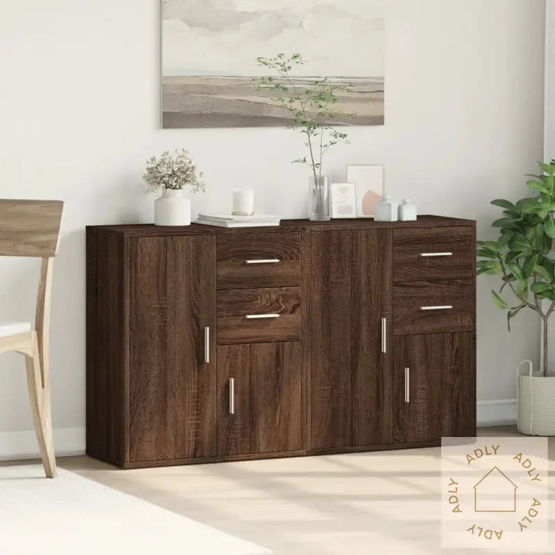 Skjenker 2 Brun Eik 60X31X70 Cm Konstruert Tre