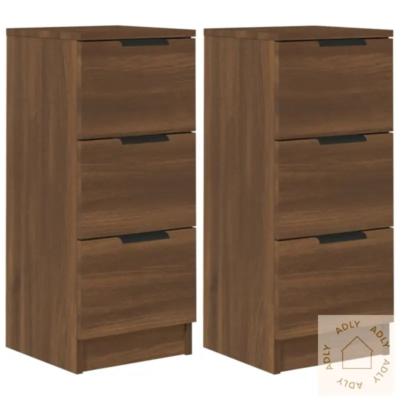 Skjenker 2 Stk Brun Eik 30X30X70 Cm Konstruert Tre