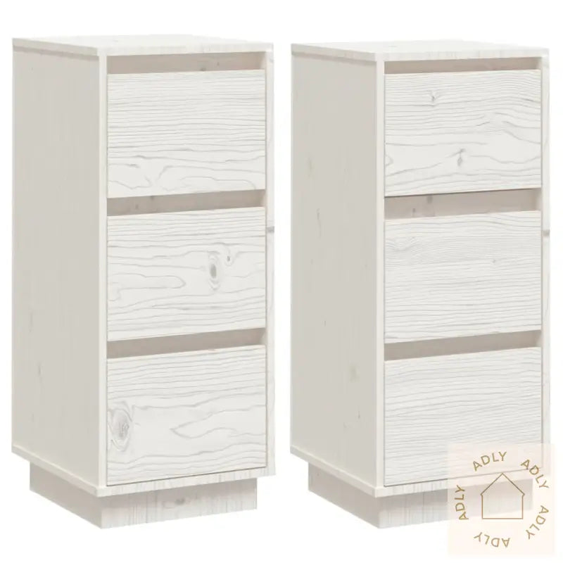 Skjenker 2 Stk Hvit 32X34X75 Cm Heltre Furu
