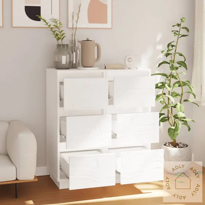 Skjenker 2 Stk Hvit 32X34X75 Cm Heltre Furu