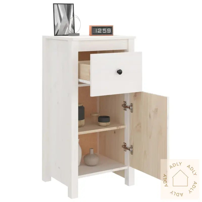 Skjenker 2 Stk Hvit 40X35X80 Cm Heltre Furu