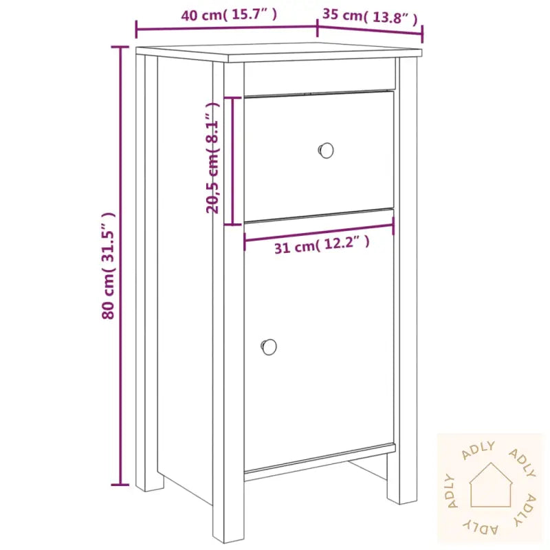 Skjenker 2 Stk Hvit 40X35X80 Cm Heltre Furu