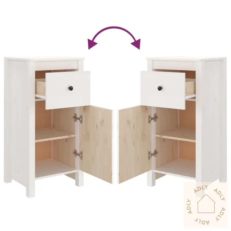 Skjenker 2 Stk Hvit 40X35X80 Cm Heltre Furu