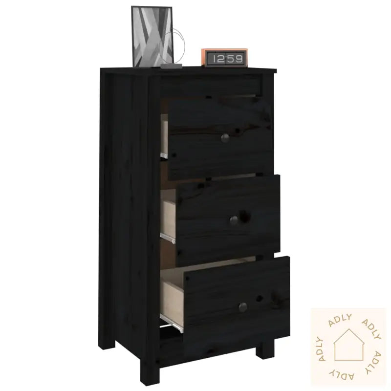 Skjenker 2 Stk Svart 40X35X80 Cm Heltre Furu