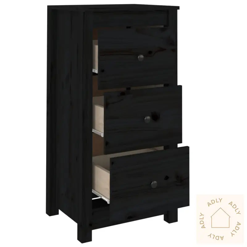 Skjenker 2 Stk Svart 40X35X80 Cm Heltre Furu