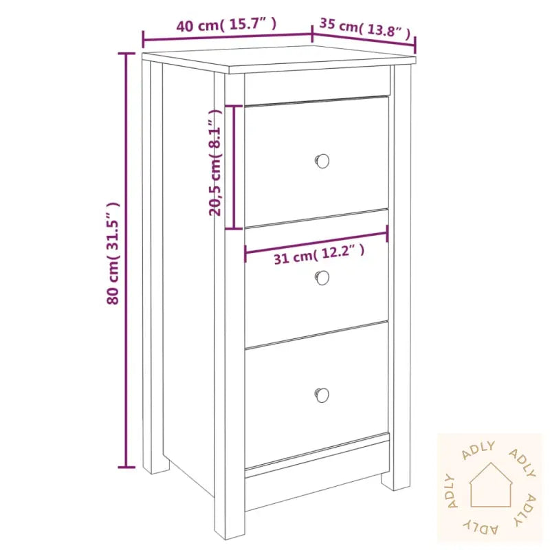 Skjenker 2 Stk Svart 40X35X80 Cm Heltre Furu