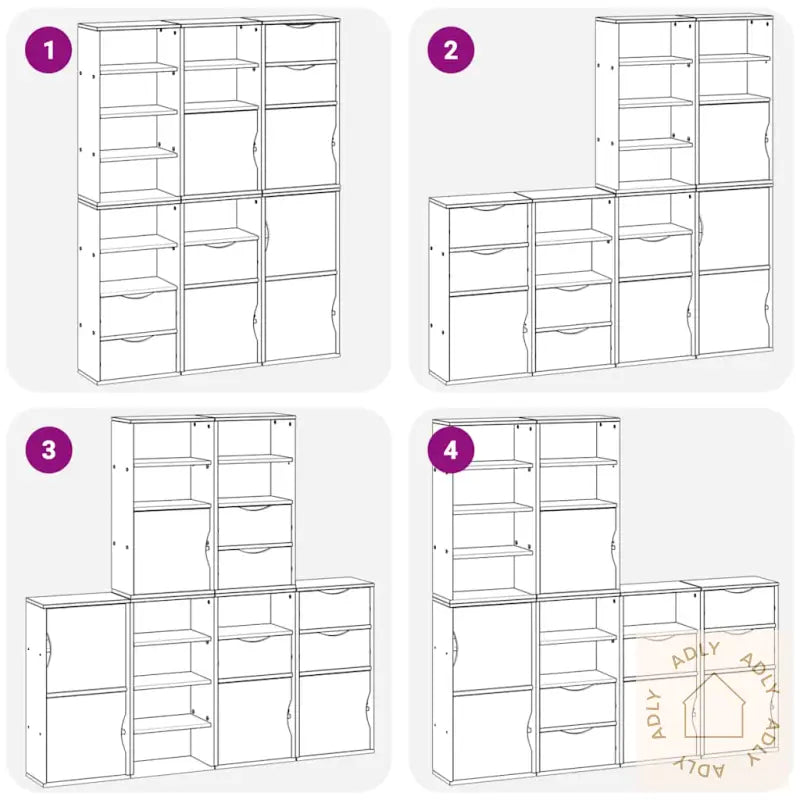 Sideskap 6 Stk Odda Hvit 40X24X79 Cm Heltre Furu