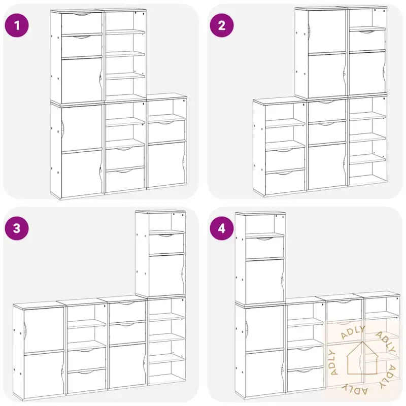 Sideskap 5 Stk Odda Hvit 40X24X79 Cm Heltre Furu