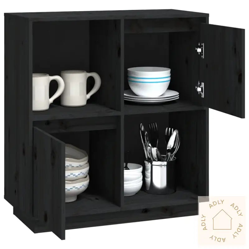 Skjenk Svart 74X35X80 Cm Heltre Furu