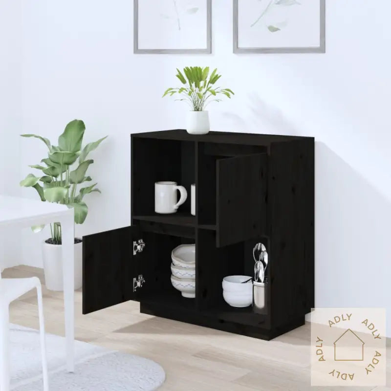 Skjenk Svart 74X35X80 Cm Heltre Furu