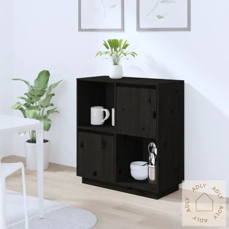 Skjenk Svart 74X35X80 Cm Heltre Furu