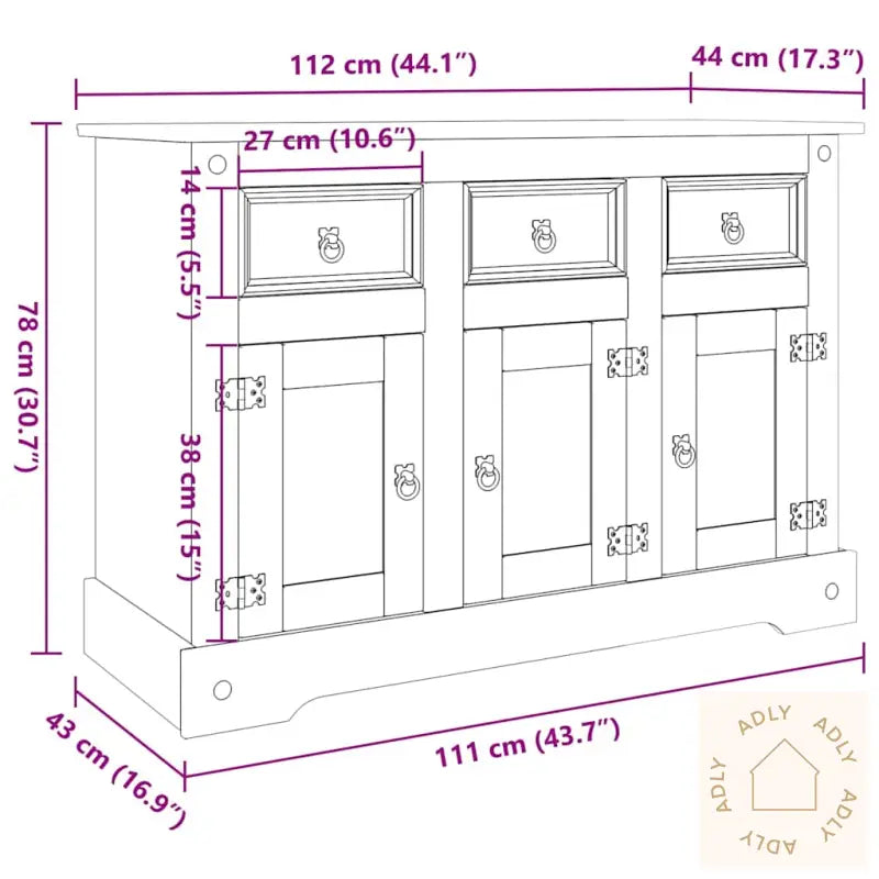 Bokhylle Corona Brun 112X44X78 Cm Heltre Meksikansk Furu