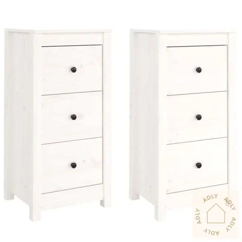Skjenker 2 Stk Hvit 40X35X80 Cm Heltre Furu