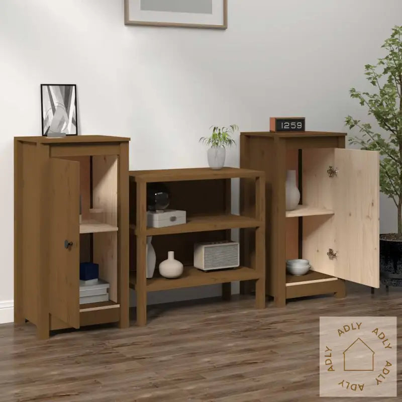 Skjenker 2 Stk Honningbrun 39X35X80 Cm Heltre Furu