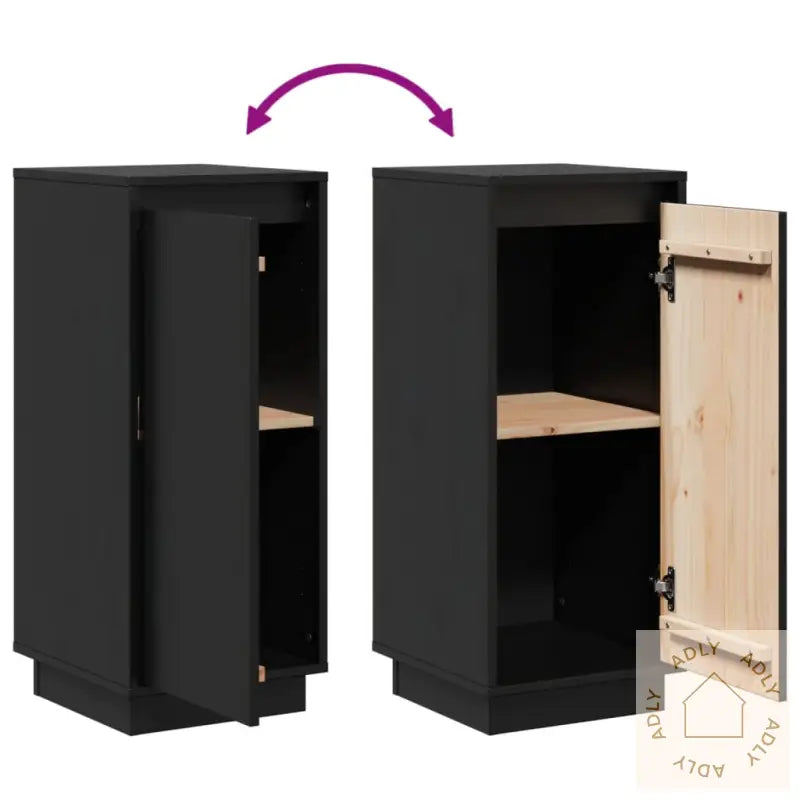 Skjenker 2 Stk Svart 31,5X34X75 Cm Heltre Furu