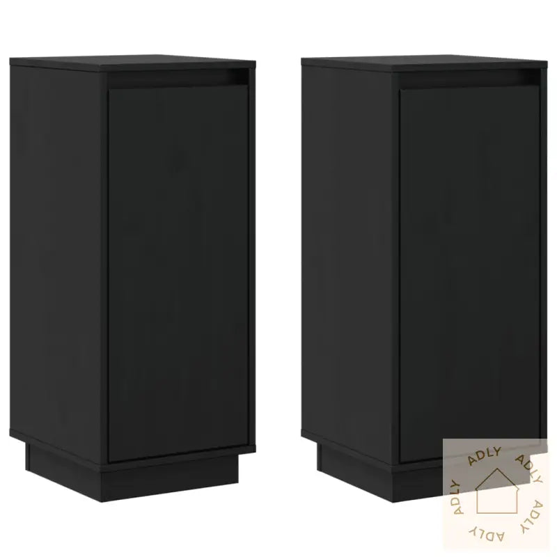 Skjenker 2 Stk Svart 31,5X34X75 Cm Heltre Furu
