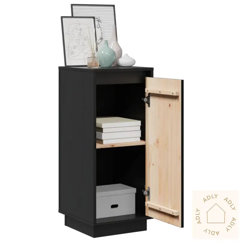 Skjenker 2 Stk Svart 31,5X34X75 Cm Heltre Furu