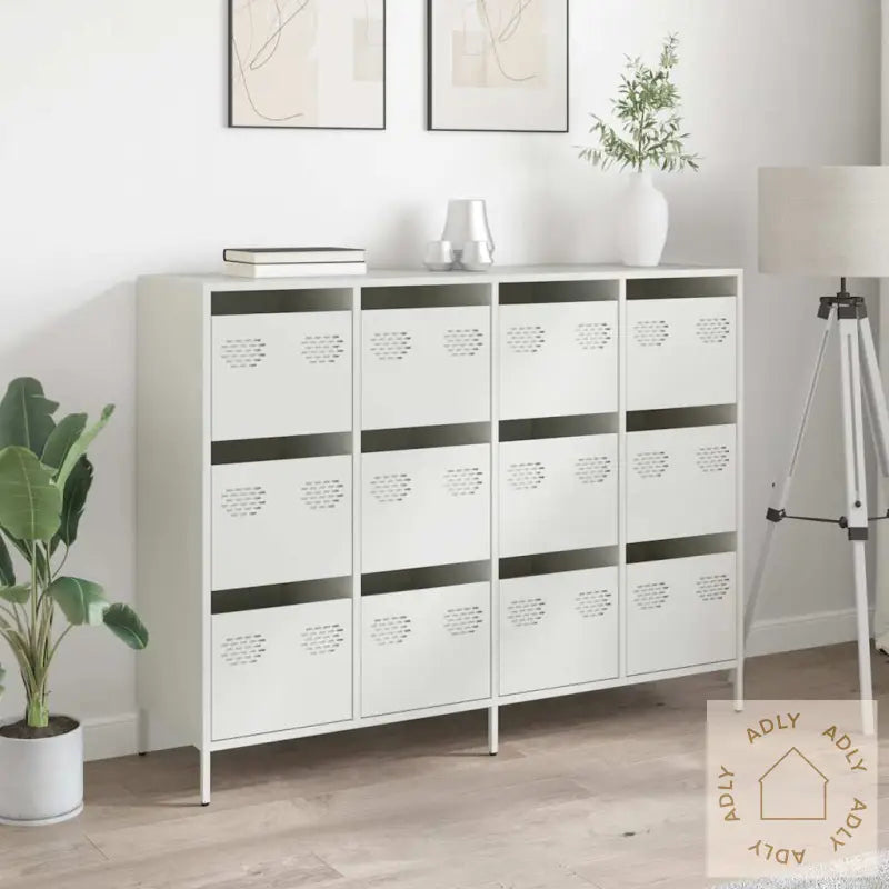 Skjenk Hvit 135X39X103,5 Cm Kaldvalset Stål