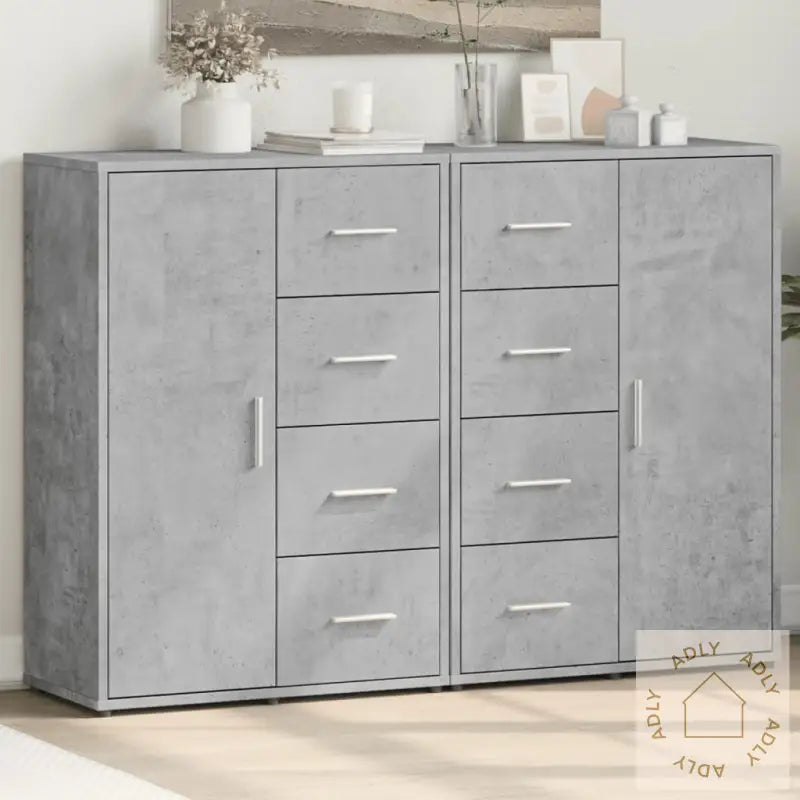 Skjenker 2 Stk Betonggrå 60X31X84 Cm Konstruert Tre
