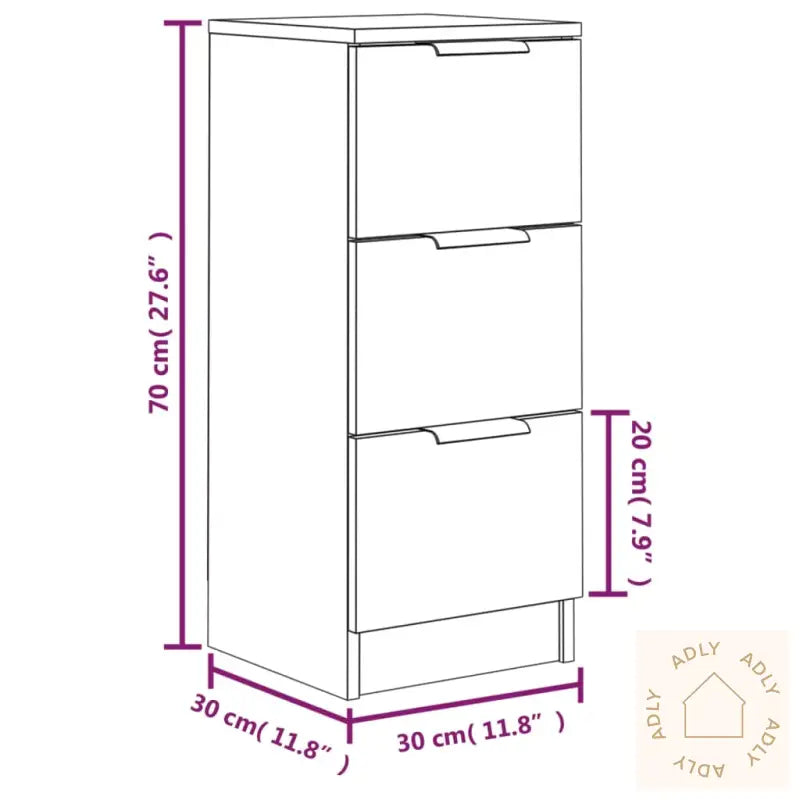 Skjenk Sonoma Eik 30X30X70 Cm Konstruert Tre