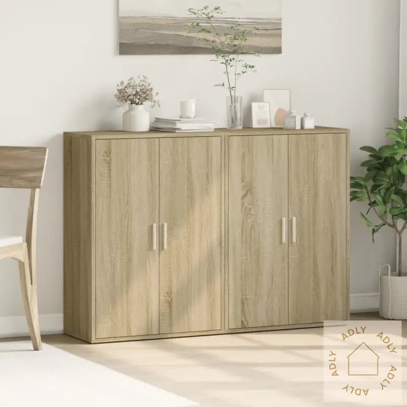 Skjenker 2 Stk Sonoma Eik 60X31X84 Cm Konstruert Tre