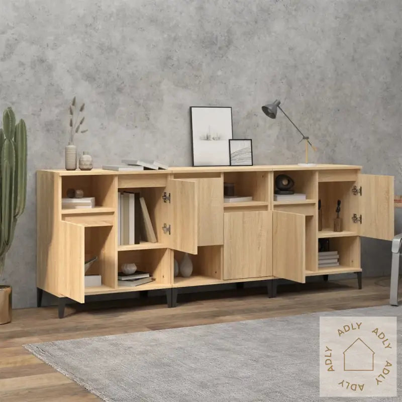 Skjenker 3 Stk Sonoma Eik 60X35X70 Cm Konstruert Tre