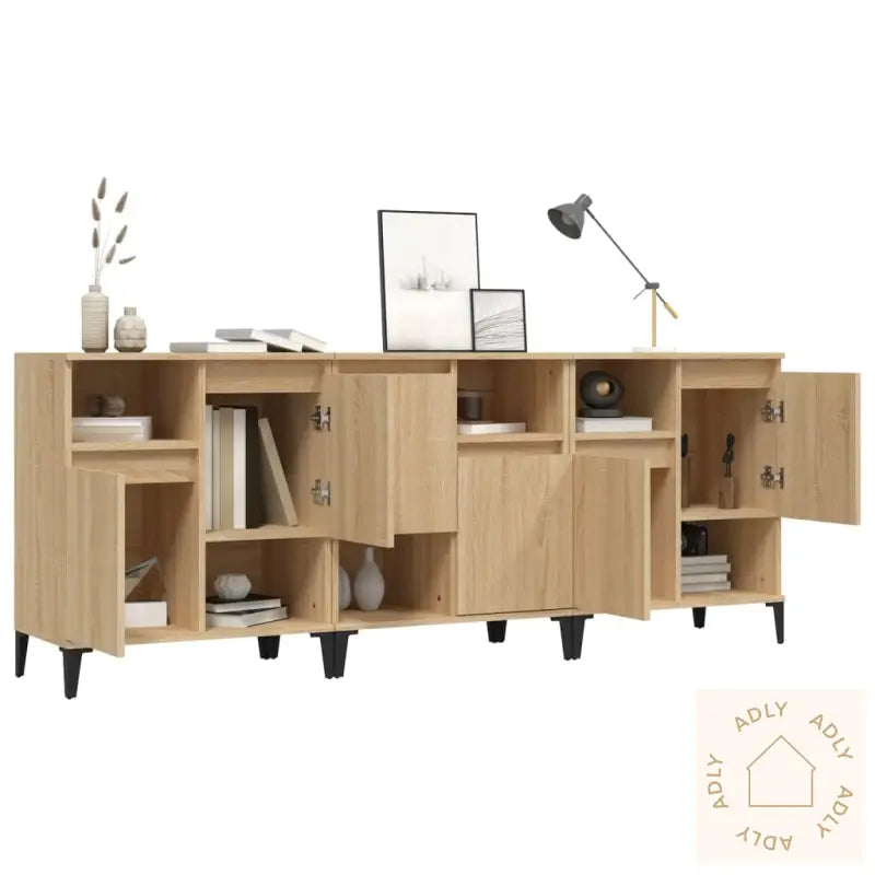 Skjenker 3 Stk Sonoma Eik 60X35X70 Cm Konstruert Tre