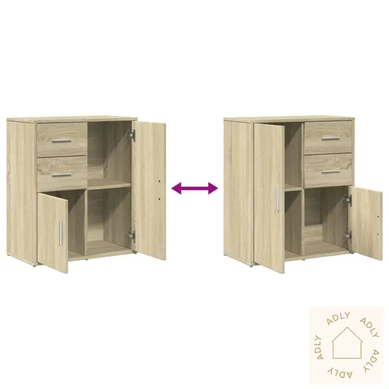 Skjenker 2 Sonoma Eik 60X31X70 Cm Konstruert Tre