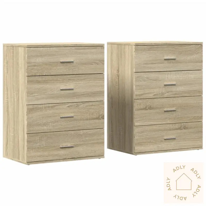 Skjenker 2 Stk Sonoma Eik 60X39X80 Cm Konstruert Tre