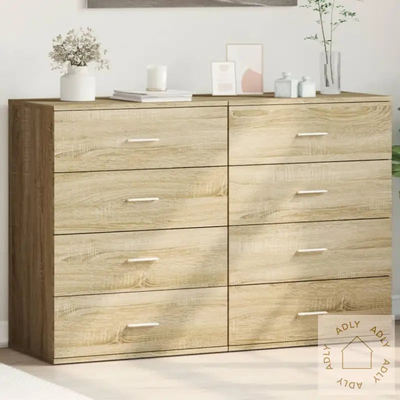 Skjenker 2 Stk Sonoma Eik 60X39X80 Cm Konstruert Tre