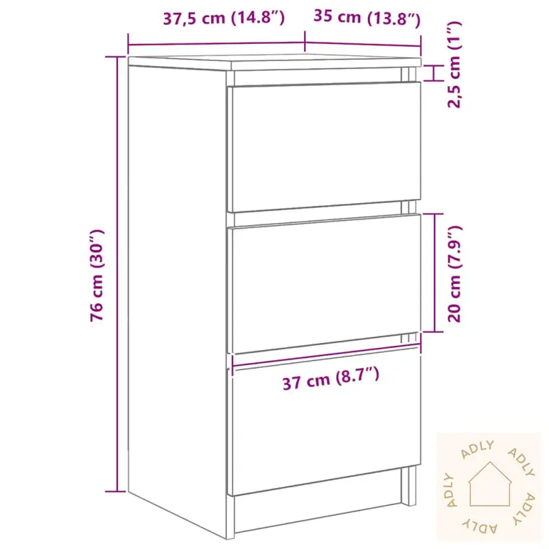 Skjenk Sonoma Eik 37,5X35X76 Cm Konstruert Tre