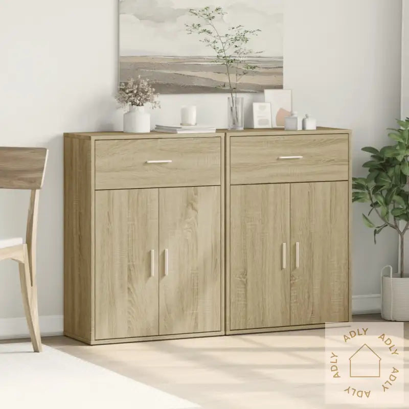 Skjenker 2 Sonoma Eik 60X30X84 Cm Konstruert Tre