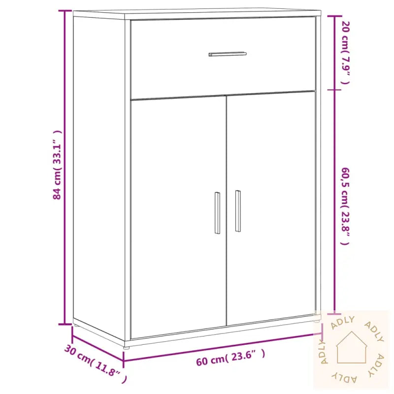 Skjenker 2 Sonoma Eik 60X30X84 Cm Konstruert Tre