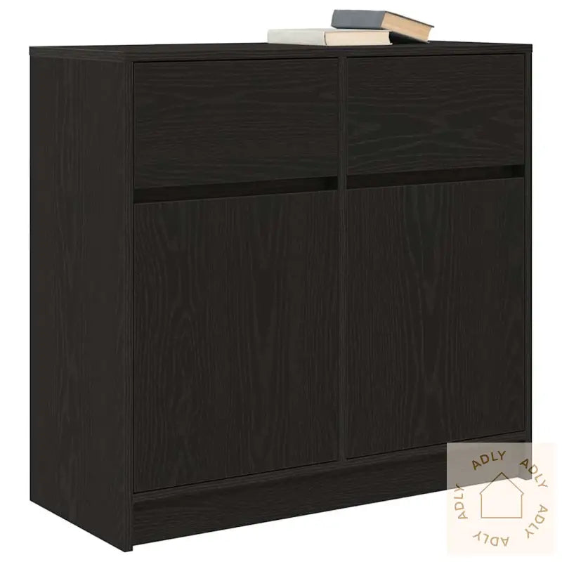 Skjenk Med Skuff Svart Eik 80X34X76 Cm Konstruert Tre