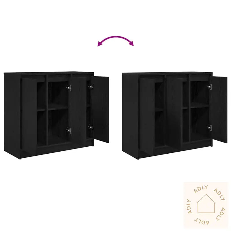 Skjenk Svart Eik 85X34X76 Cm Konstruert Tre