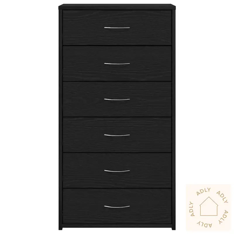 Skjenk Med 6 Skuffer Svart Eik 50X34X96 Cm Konstruert Tre