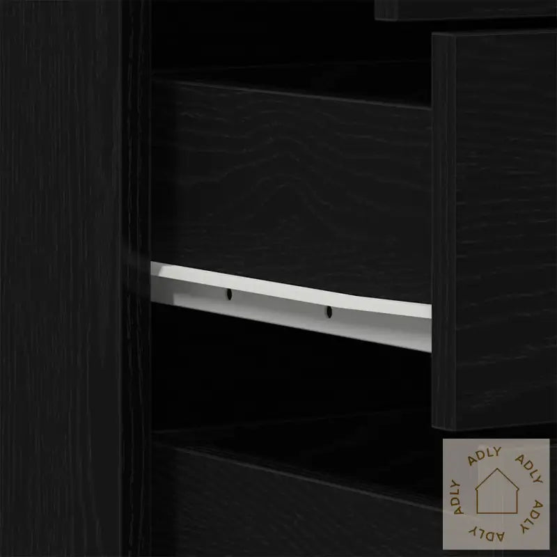 Skjenk Med 6 Skuffer Svart Eik 50X34X96 Cm Konstruert Tre