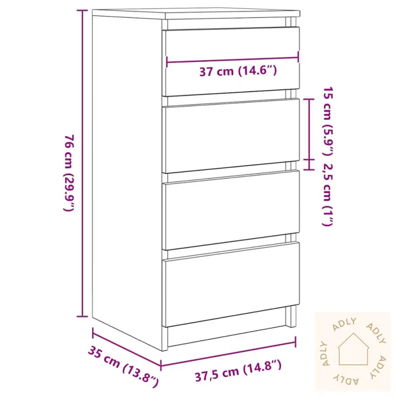 Skjenk Svart Eik 37,5X35X76 Cm Konstruert Tre