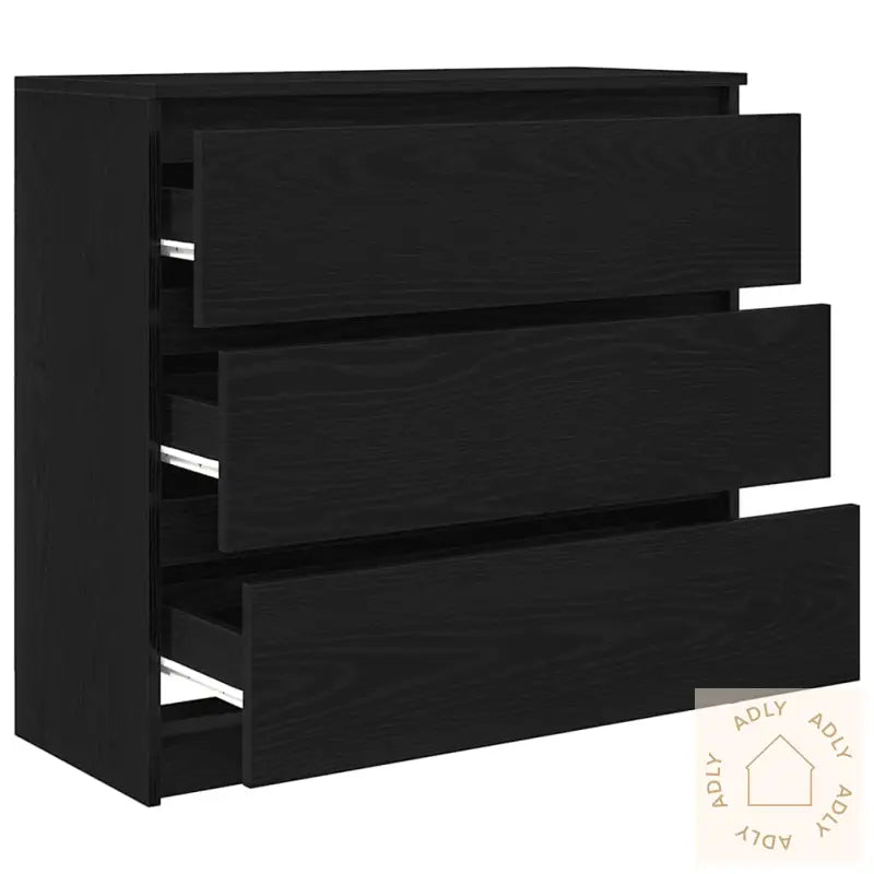 Skjenk Svart Eik 80X35X76 Cm Konstruert Tre