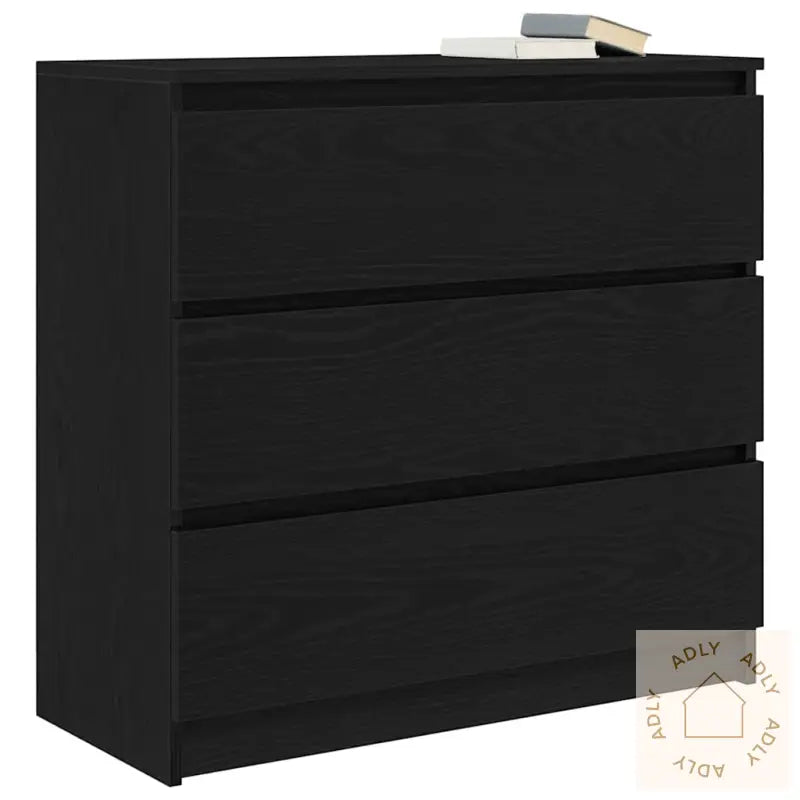 Skjenk Svart Eik 80X35X76 Cm Konstruert Tre