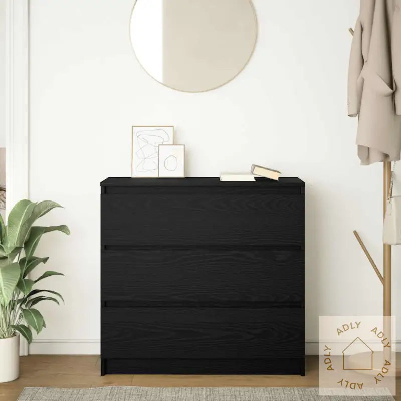 Skjenk Svart Eik 80X35X76 Cm Konstruert Tre