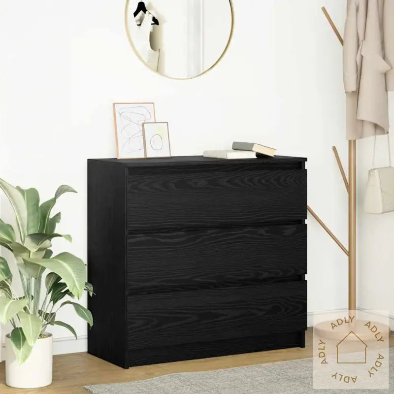 Skjenk Svart Eik 80X35X76 Cm Konstruert Tre