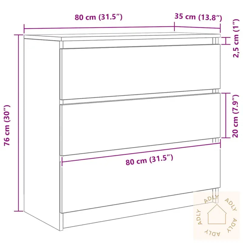 Skjenk Svart Eik 80X35X76 Cm Konstruert Tre