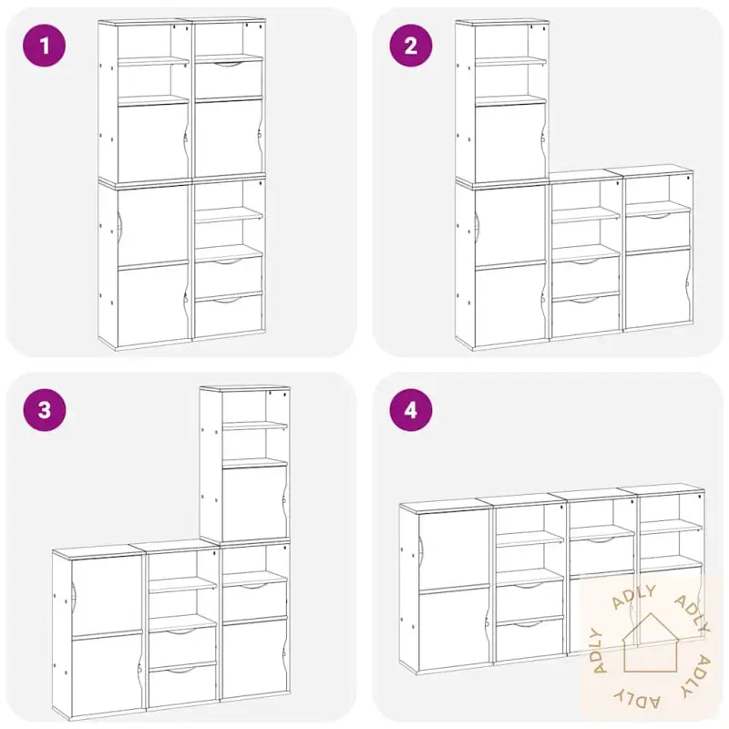 Sideskap 4 Stk Odda Hvit 40X24X79 Cm Heltre Furu