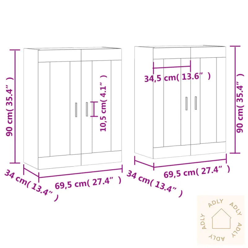 Veggskap 2 Stk Sonoma Eik Konstruert Tre