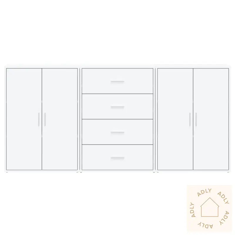 Skjenker 3 Stk Hvit 60X31X84 Cm Konstruert Tre